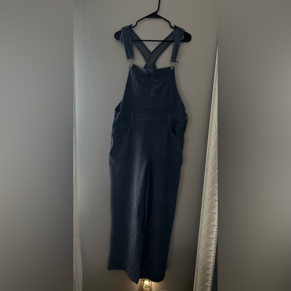 by thread& supply Denim - Gray Relaxed Fit Overalls with Adjustable Straps